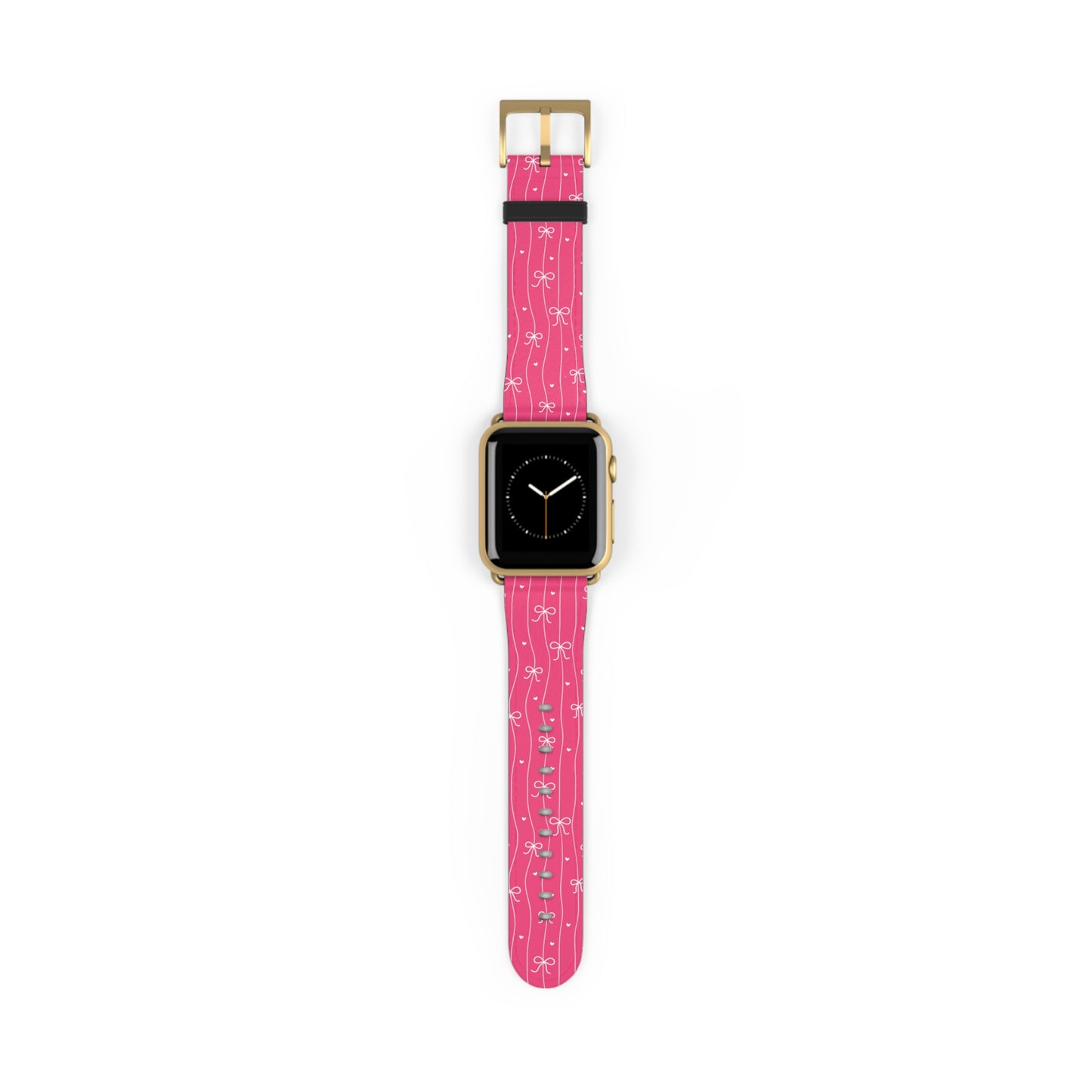 Pink Bow Coquette Watch Band ONLY — Cute Ribbon-Stripes Apple Watch Strap