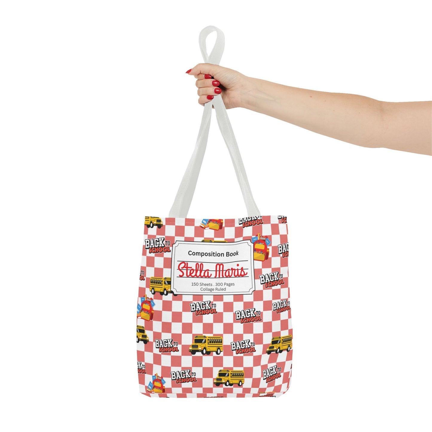 Personalized Red SchoolYard Chic Composition Book Inspired Tote Bag, Back to School Tote, Teacher Gift, Kids Bag, Custom Name Bag, Educational Accessories, Back to School Tote Bag.