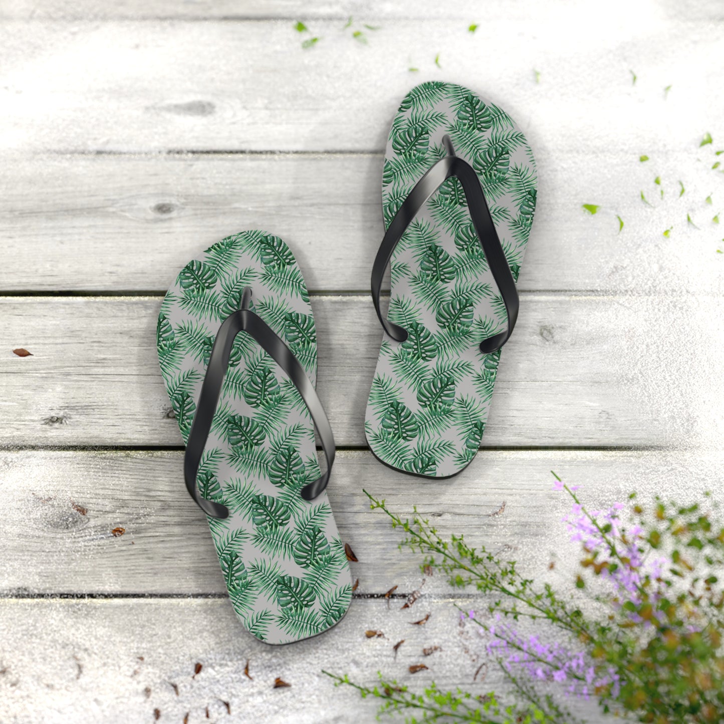 Grey Tropical Bliss Flip Flops