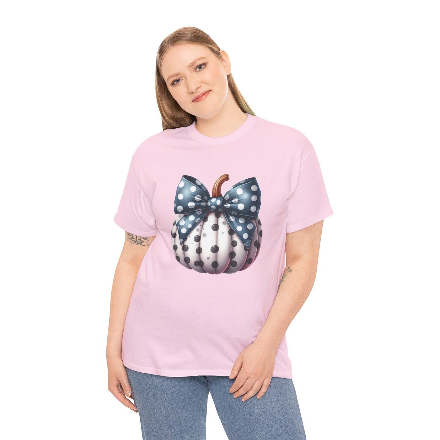 Polka Dot Pumpkin Charm Unisex Heavy Cotton Tee