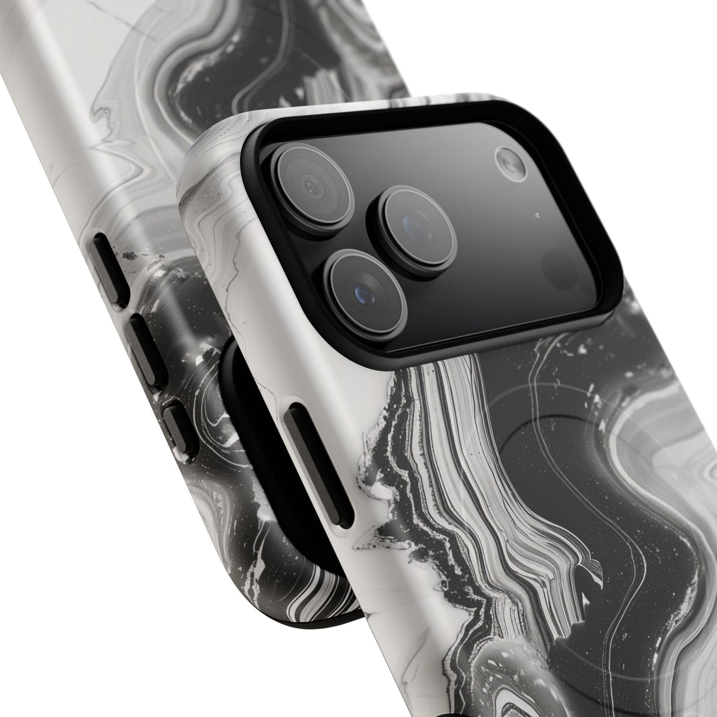 Black Marble Magnetic iPhone Case for Tough Protection, Stylish iPhone Mobile Accessory, Fashionable Gift, Unique Marble iPhone Design, Durable Smartphone Cover