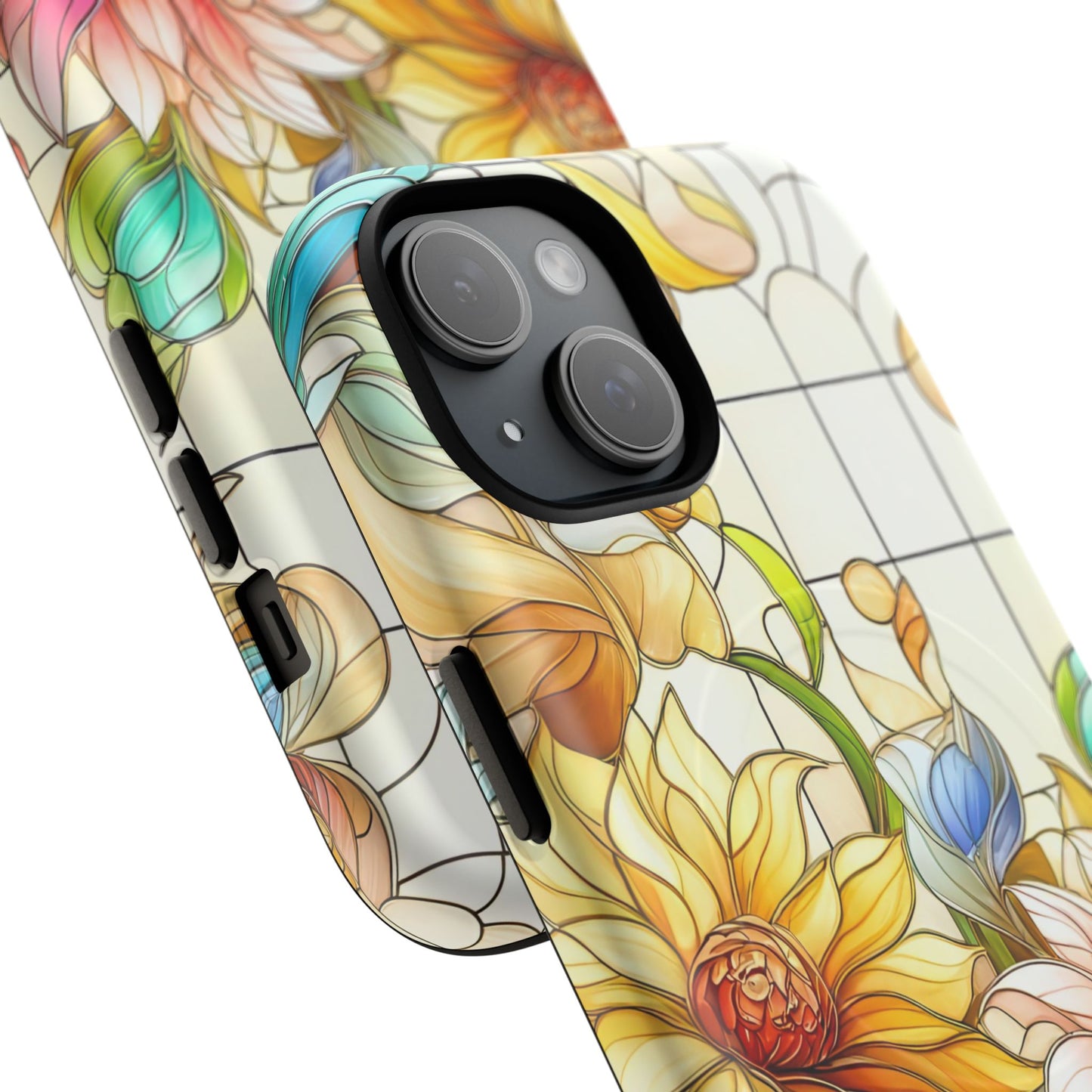 Floral Stained Glass Reverie Tough iPhone Magnetic Case, iPhone Cover, Protective Case, Flower Design, Gift for Her, Nature Lover