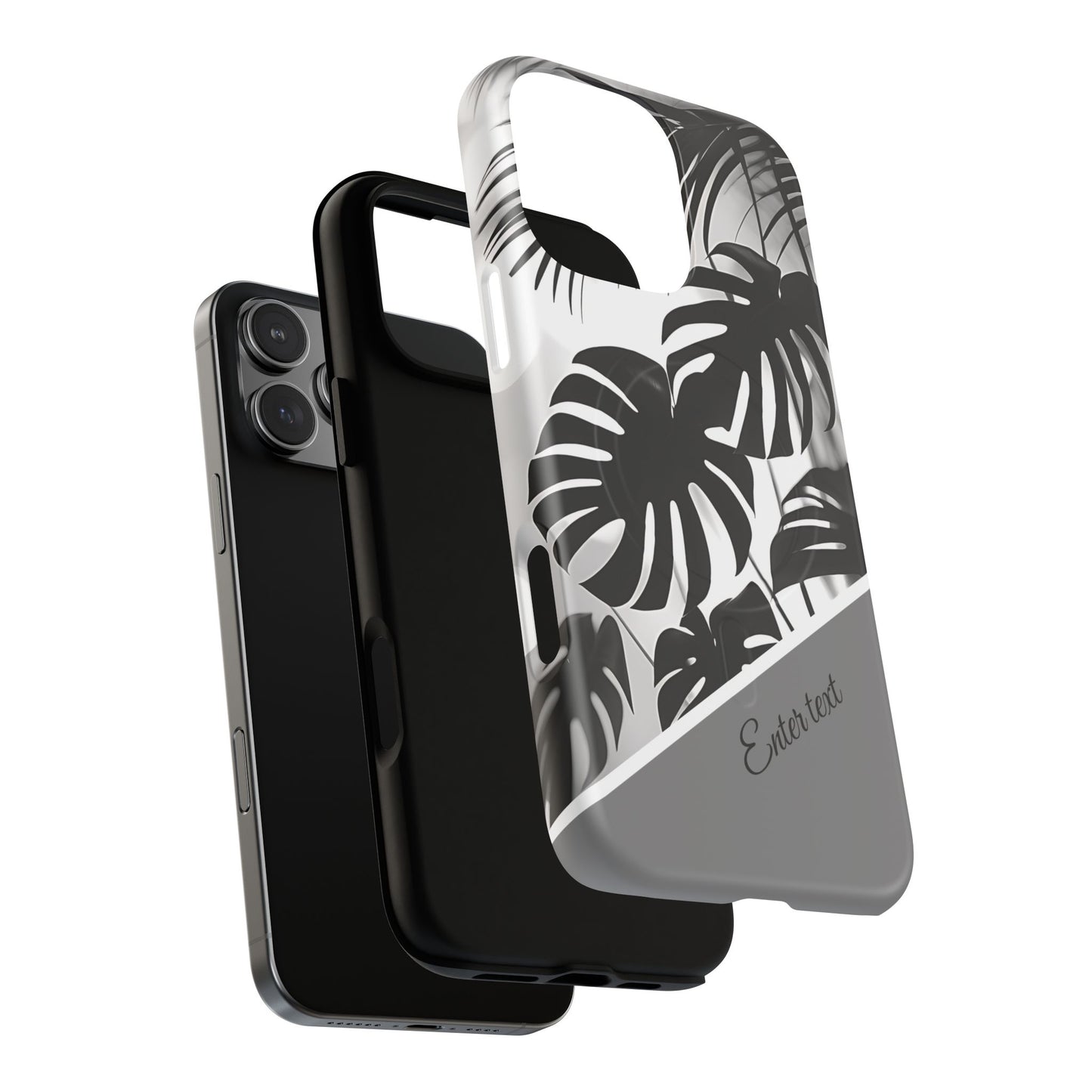 Personalized Monochrome Monstera Tropical Phone Case - Tough Magnetic MagSafe® Cases, Gifts for Nature Lovers, Stylish Phone Accessories, Gifts for Her.