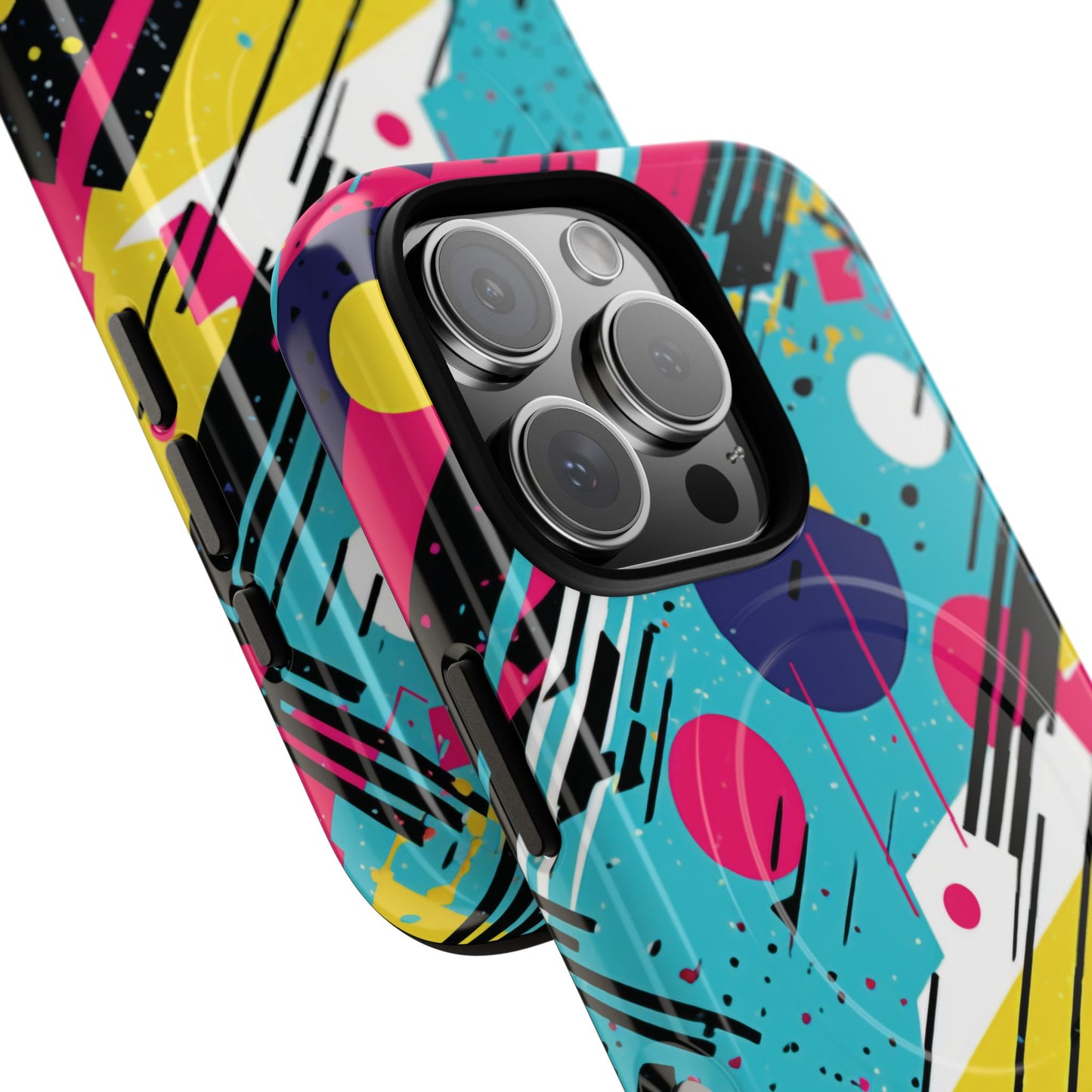 Retro Pop Vibes Magnetic iPhone Case with Abstract Design, Tough iPhone Cover, iPhone Accessory, Gift for Tech Lovers, Trendy iPhone Protector