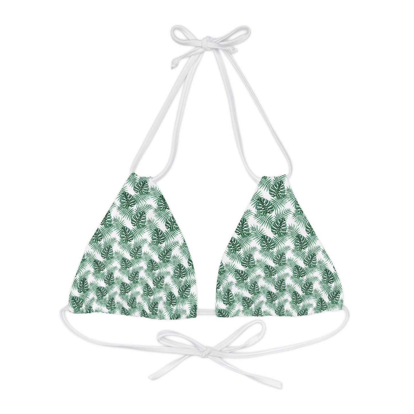 White Tropical Bliss Strappy Triangle Bikini Top (AOP)- (PY)