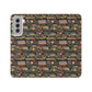 Book Stack Floral Flip iPhone and Samsung Phone Case — Vintage Library Wallet Cover.