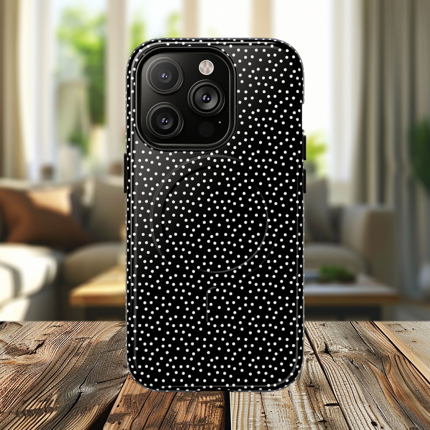 Small Polka Dot Tough iPhone Magnetic Case, Durable iPhone Accessories, Gifts for Tech Lovers, Modern Design.
