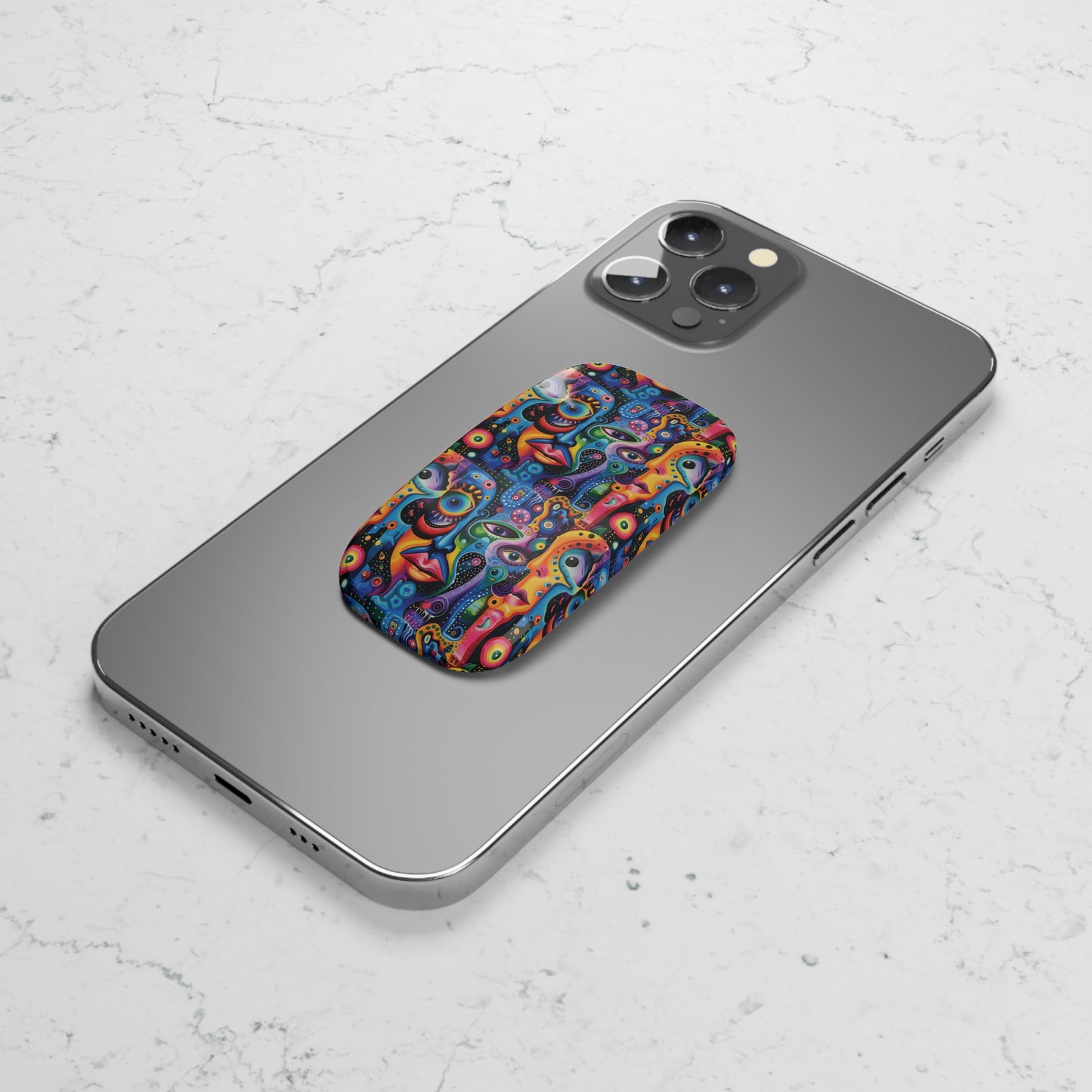 Psychedelic Visions Colorful Artistic Phone Grip - Abstract Face Design
