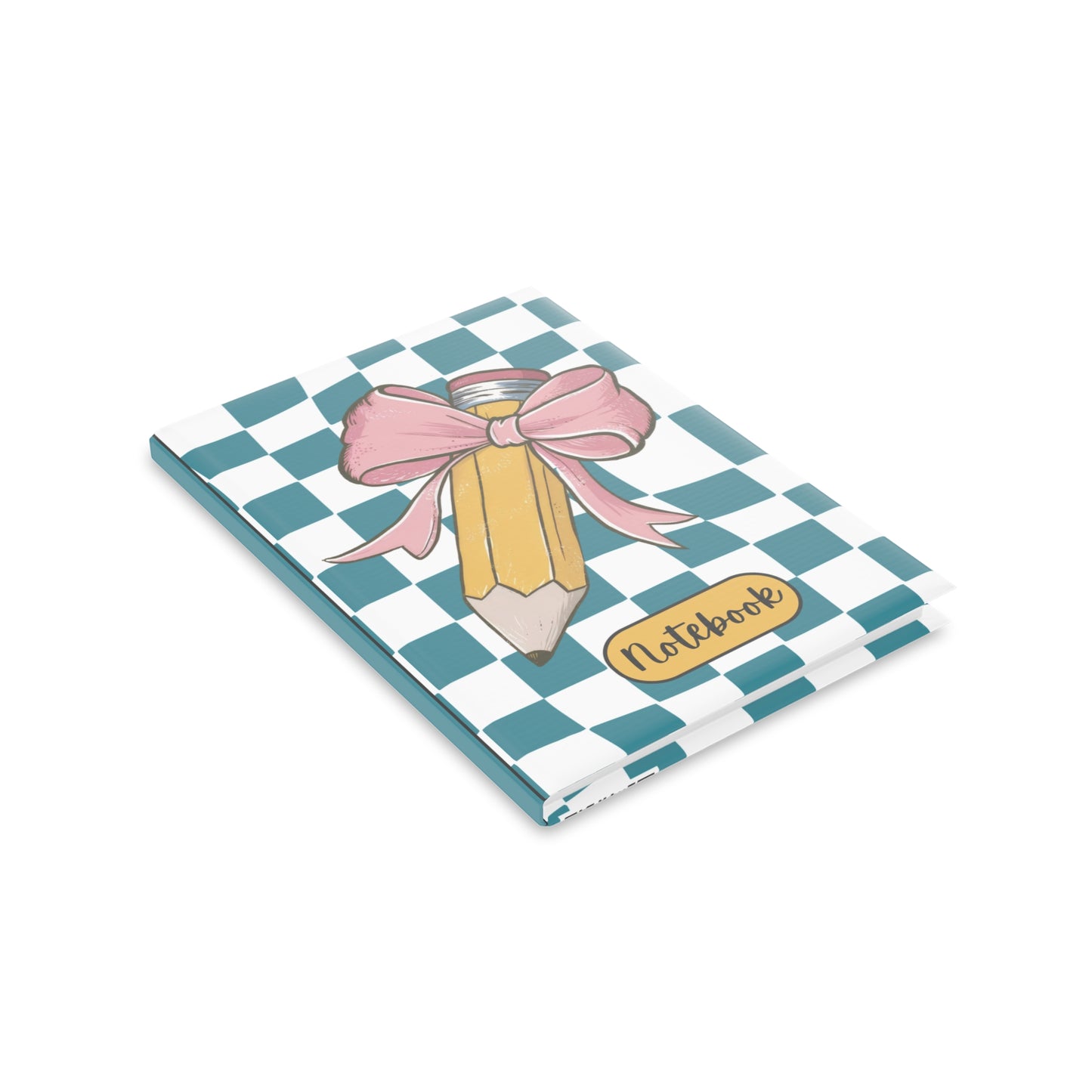 Teal Checkered Charm Hardcover Notebook with Puffy Covers (PY)