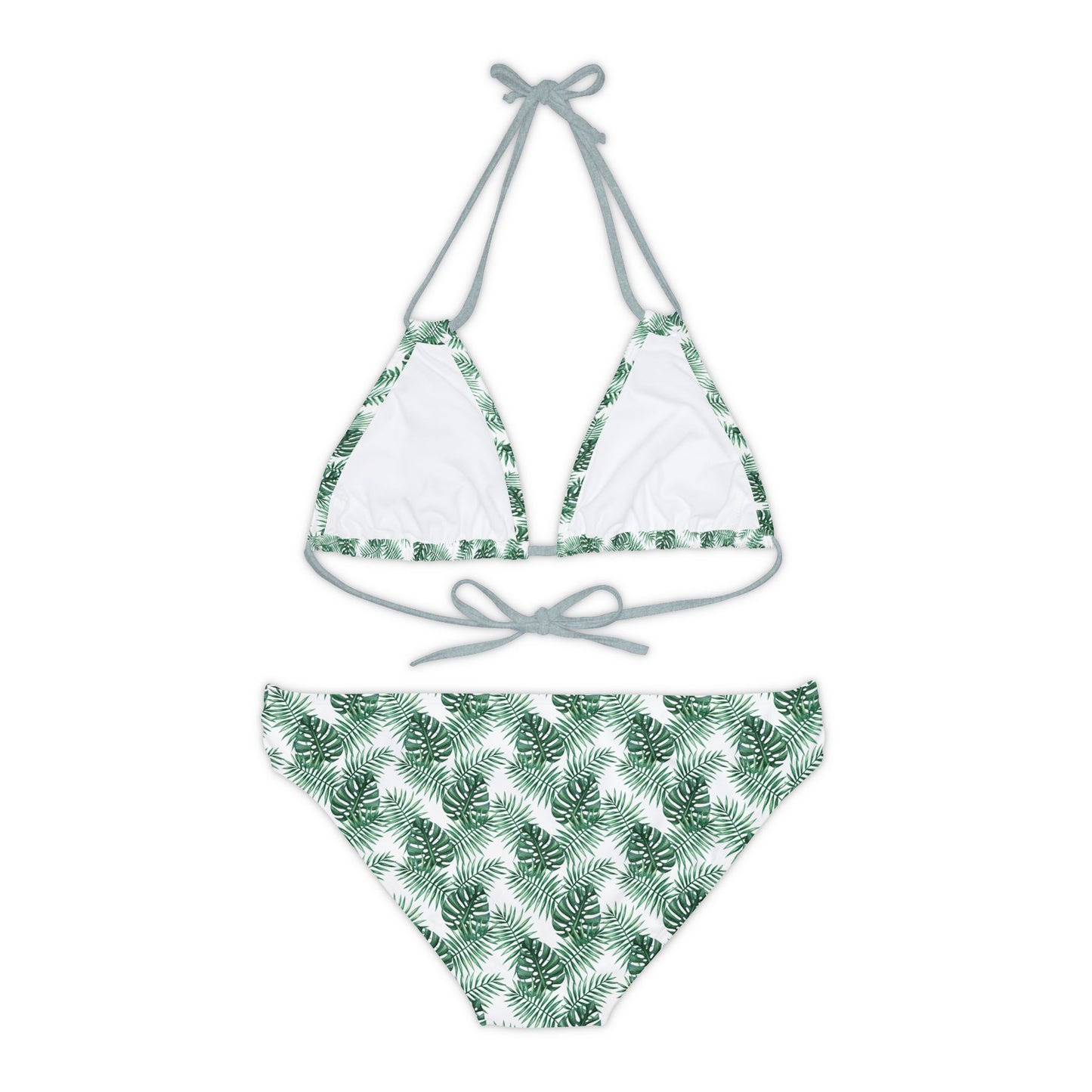 White Tropical Bliss Strappy Bikini Set (AOP)