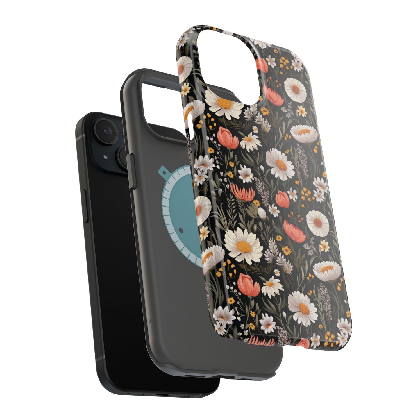 Blossom Elegance: Noir Garden Magnetic Tough iPhone Cases