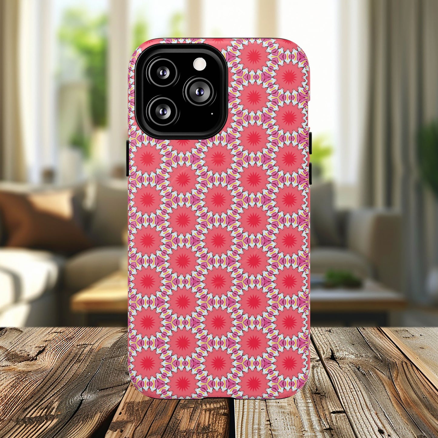 Roseburst Mosaic Vibrant Flower Pattern iPhone Case, Stylish iPhone Cover, Tough Magnetic Case, Floral Gift, Trendy Accessory for Her