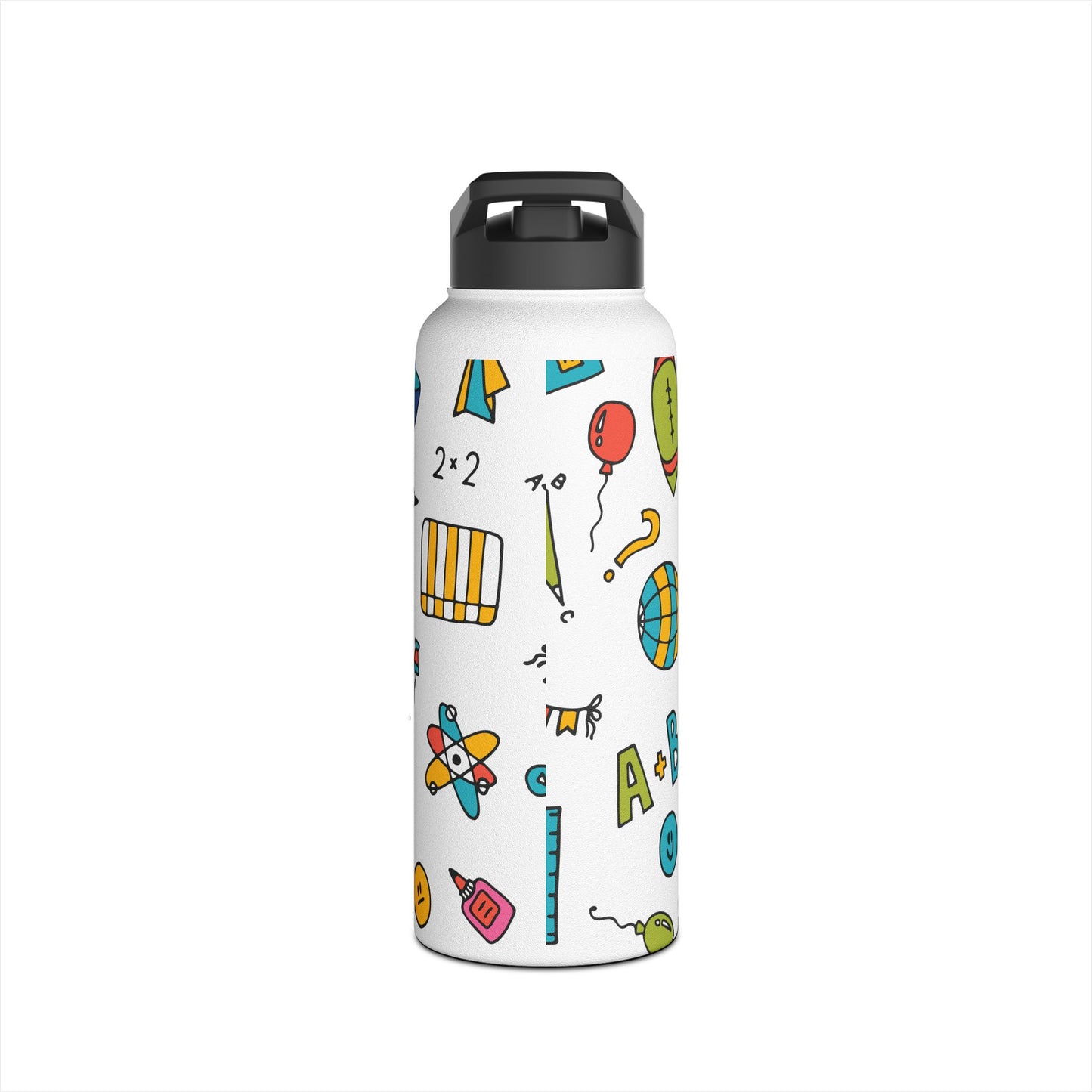 Personalized Classroom Couture Composition Book Inspired Stainless Steel Water Bottle for Kids, School Supplies, Eco-Friendly Drinkware, Back to School, Teacher Gifts