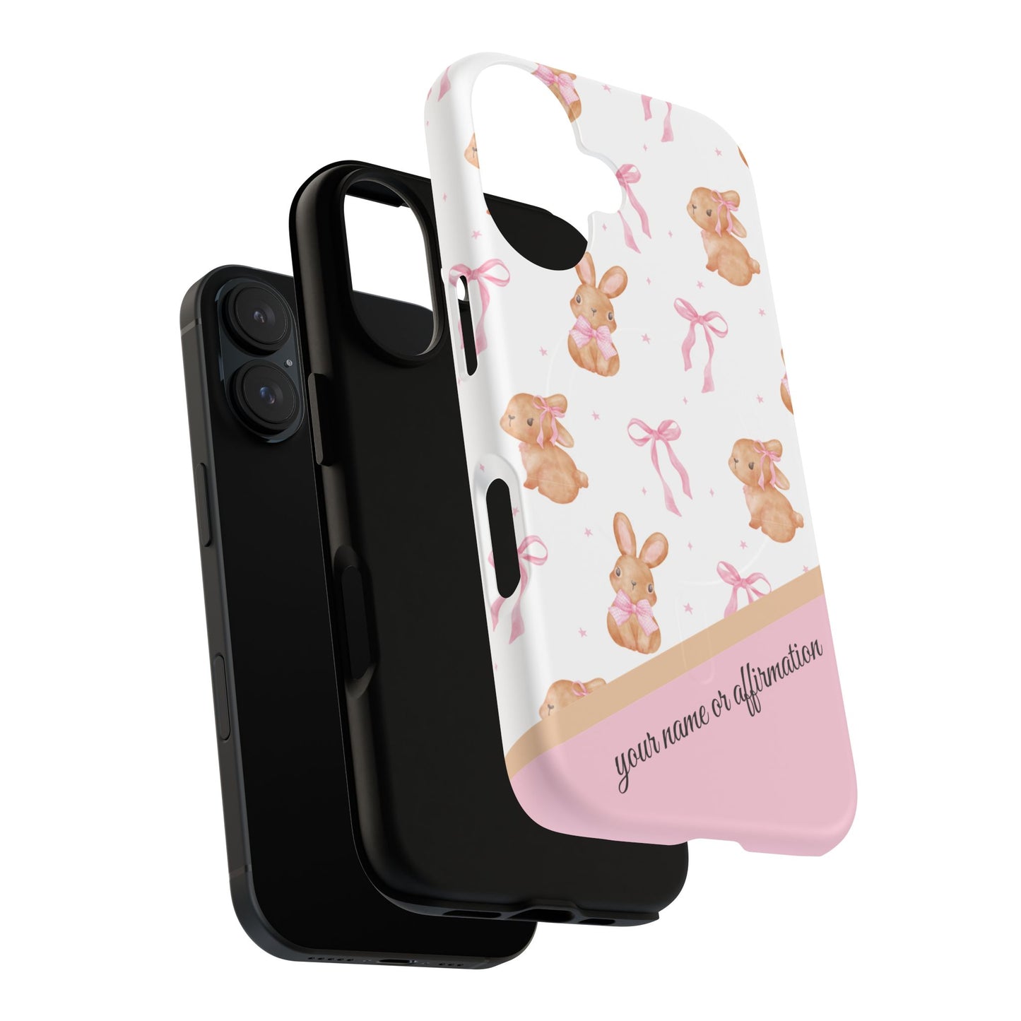 Personalized Bunny iPhone Case - Cute Animal Design, Tough MagSafe® Magnetic Case, Easter Gift, Spring Aesthetic, Kids Accessories
