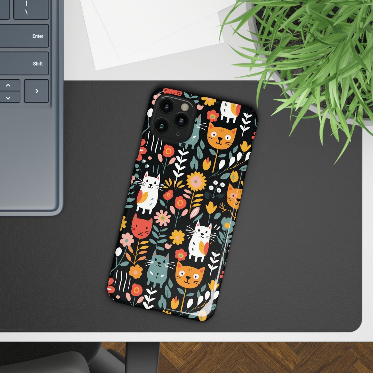 Whimsical Feline Garden Slim Cases for iPhone and Samsung Phones