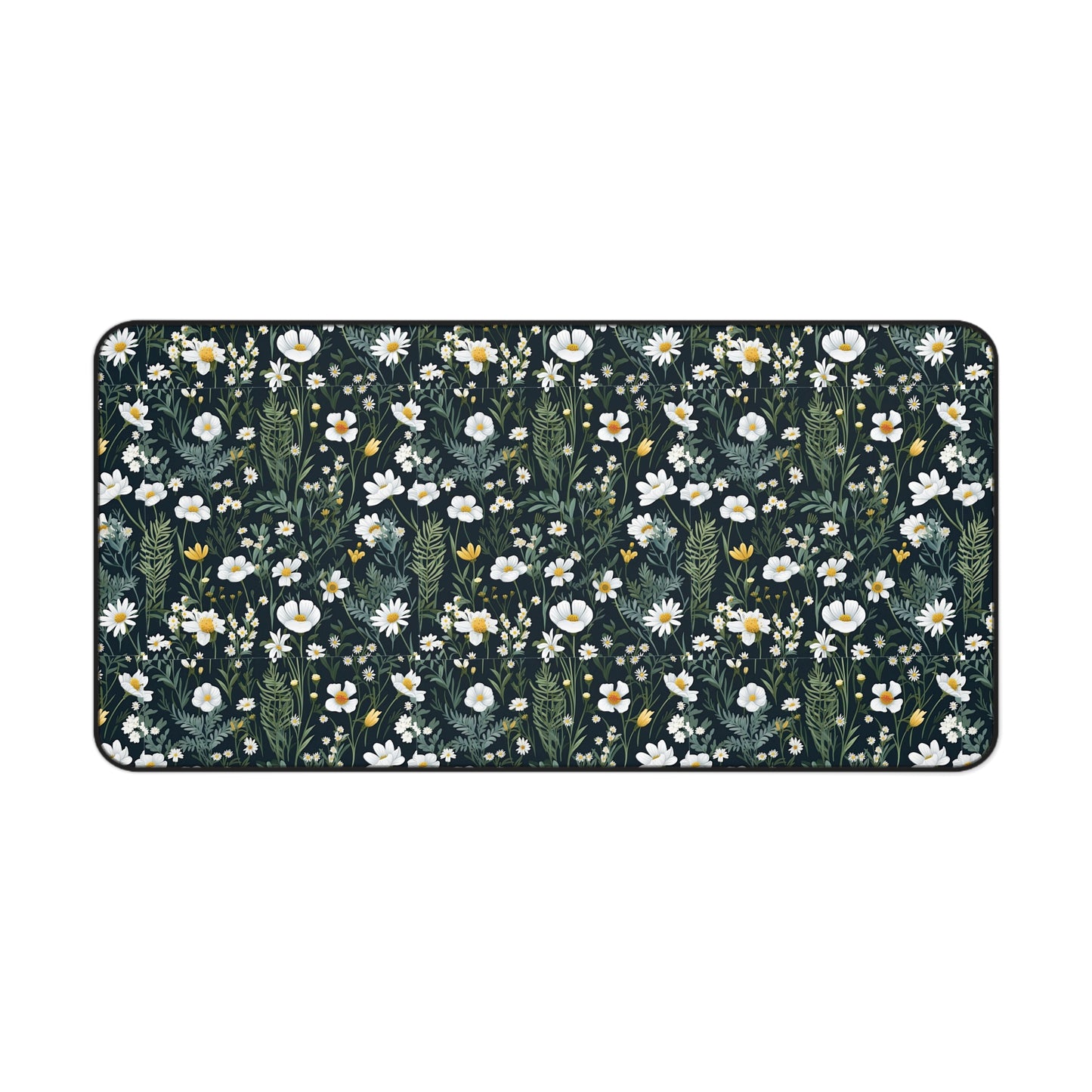 Daisy Delight Floral Desk Mat - Elegant Botanical Design for Home Office Decor.