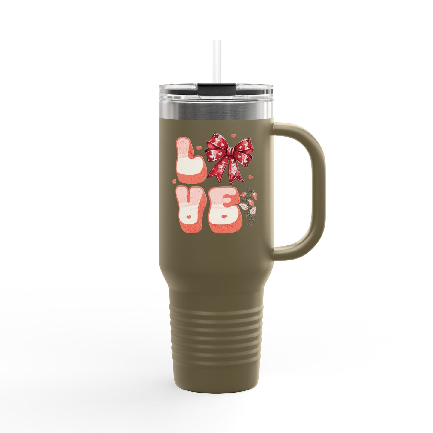 LOVE Coquette  40oz Travel Mug, Coquette Tumbler, Gift for Her.