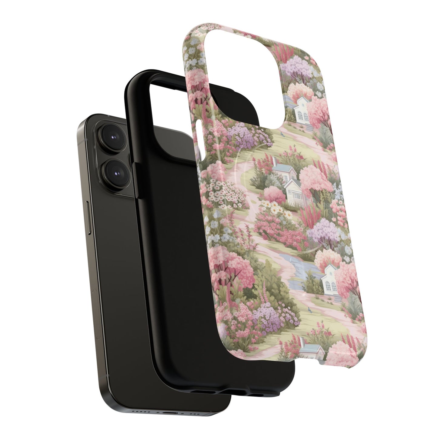 Whispers of Spring Lane Tough iPhone Magnetic Case, Floral iPhone Protection, Gift for Nature Lovers, Spring Accents, Durable Design, Customizable iPhone Cases