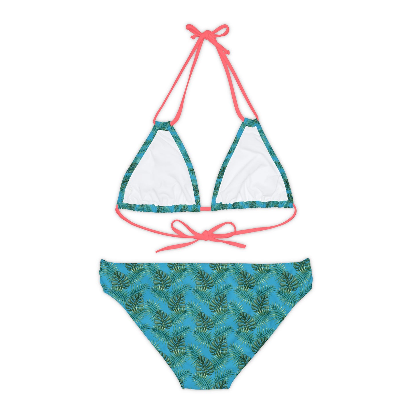 Turquoise Tropical Bliss Strappy Bikini Set (AOP)