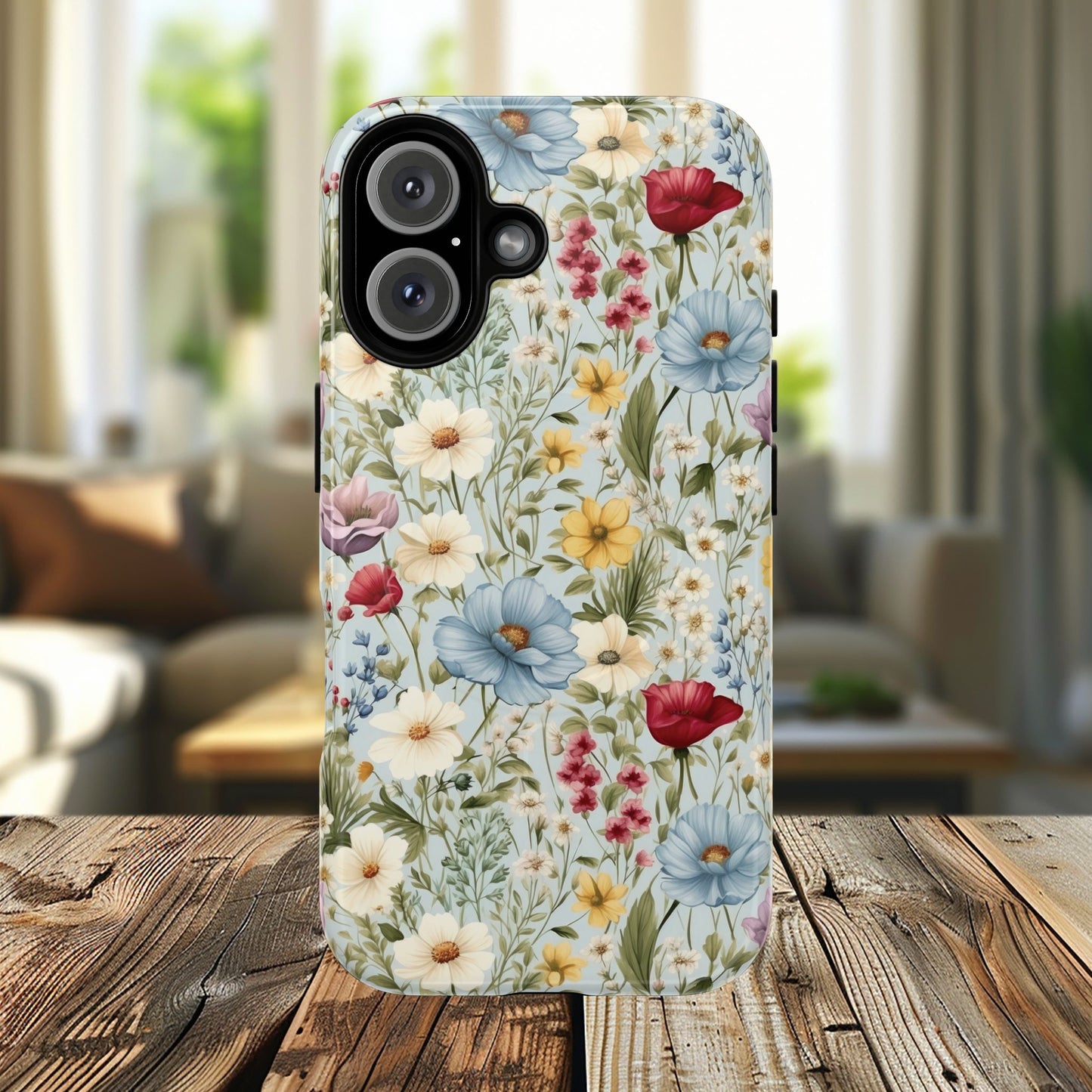 Meadow Whispers Tough iPhone Magnetic Case, Durable iPhone Protection, MagSafe Compatibility Phone Gift for Her, Spring Vibes, Modern Floral Design, Unique Gift Idea