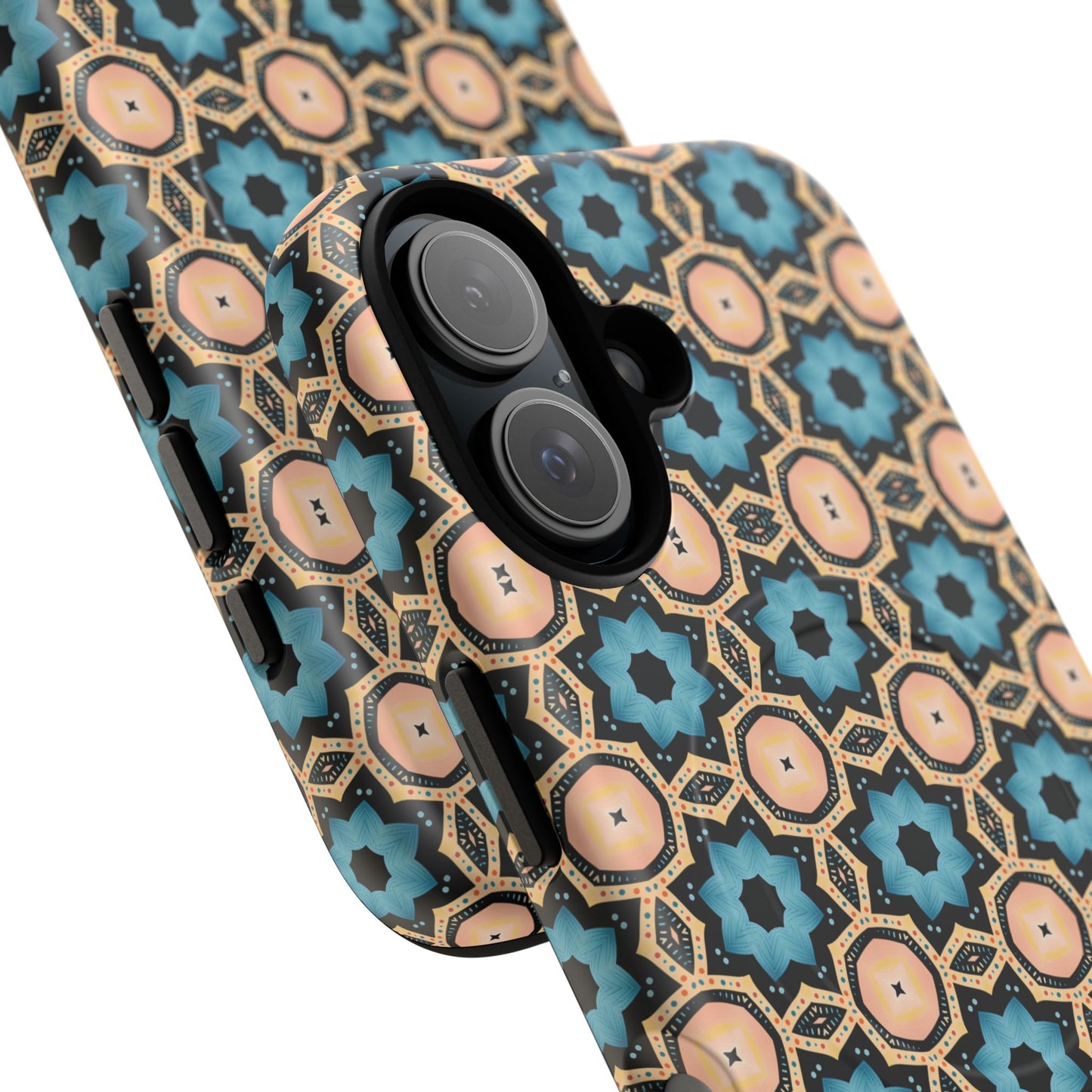 Sahara Star Mosaic Colorful Geometric iPhone Cases, Tough Magnetic iPhone Cases, Vibrant Design iPhone Cover, Durable iPhone Protection, Stylish Tech Accessories.