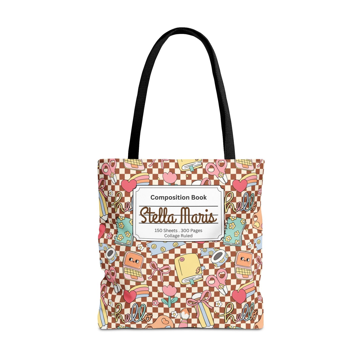 Personalized Brown Doodle Daydream Composition Book Inspired Tote Bag, Back to School Tote, Teacher Gift, Kids Bag, Custom Name Bag, Educational Accessories, Back to School Tote Bag.