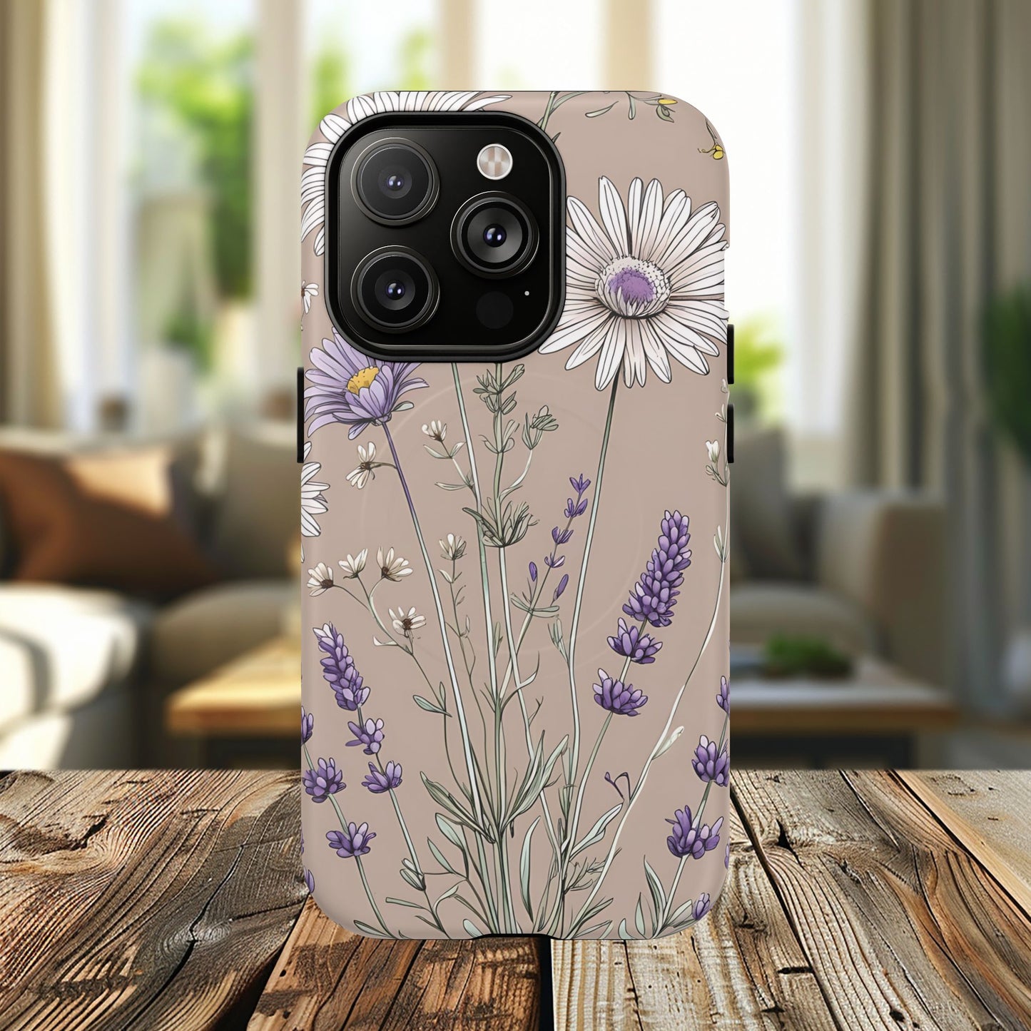 Lavender Floral Tough Magnetic Phone Case | Durable Protective Cover, Flower Design, Gifts for Her, Phone Accessories, Nature Lover