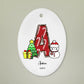 Personalized Custom Candy Cane Initial Ceramic Ornament