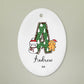 Personalized Animal Print and Winter wonderland Initial Ceramic Ornament.