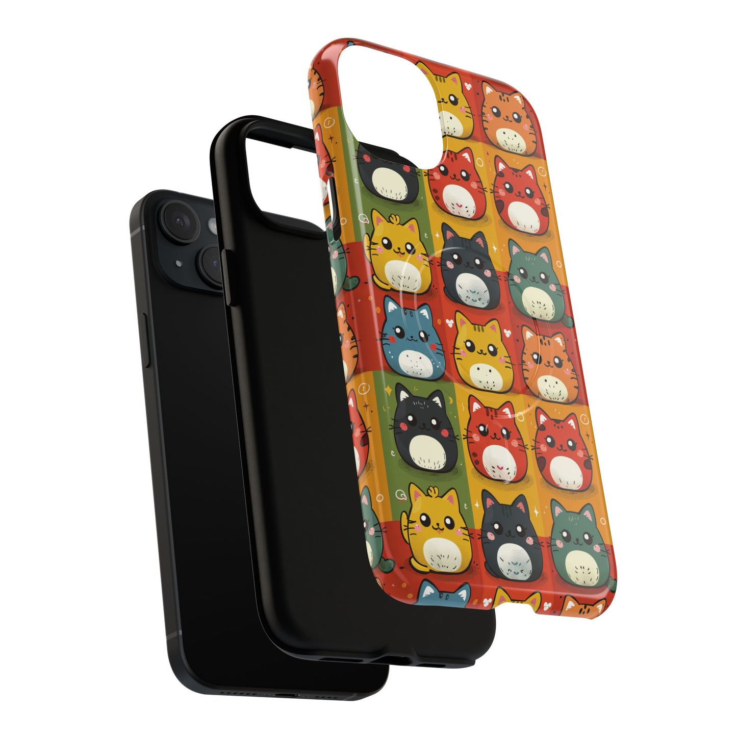 Cute Kawaii Cat iPhone Case, Tough Magnetic iPhone Case, Animal Lover Gift, Kawaii iPhone Cover, Fun Cat Design