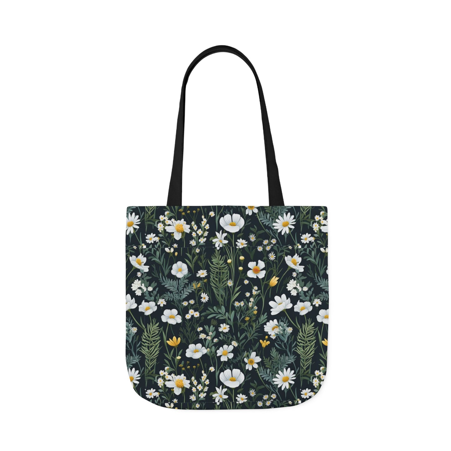 Daisy Delight Floral Canvas Tote Bag with 5-Color Straps | Eco-Friendly Shopping Bag