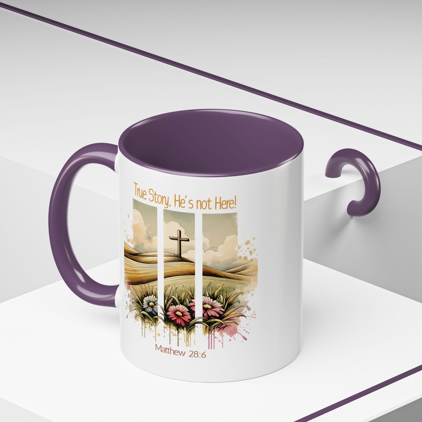 Inspirational Accent Coffee Mug - 'True Story, He’s Not Here!' - Perfect for Faith Lovers & Gift Ideas