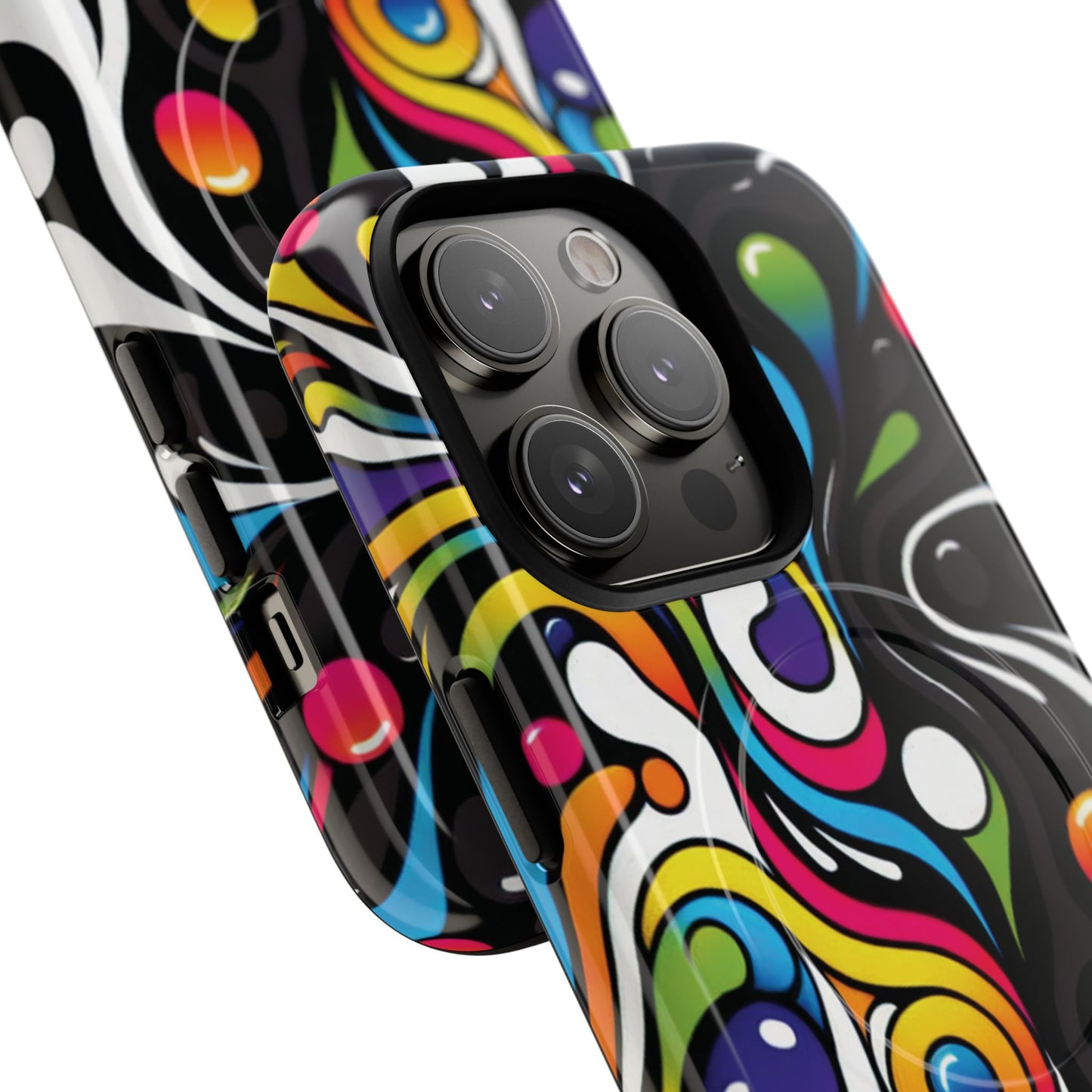 Vibrant Yin Yang Pop Splash Tough Magnetic iPhone Cases, Bold Artwork, Customizable Protection, Gift for Tech Lovers, Colorful iPhone Accessories