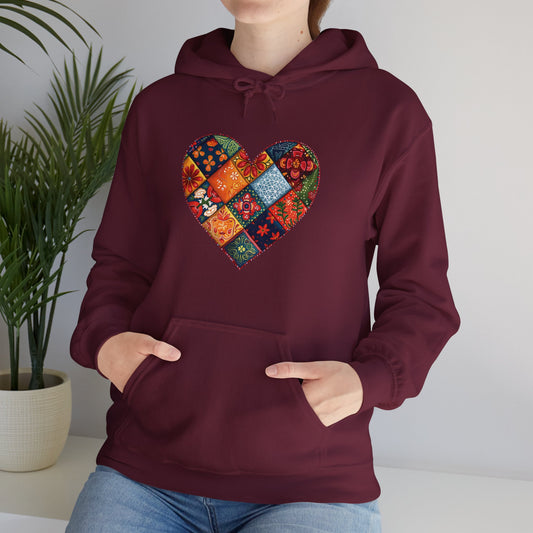 Patchwork Heart Unisex Heavy Blend™ Hooded Sweatshirt