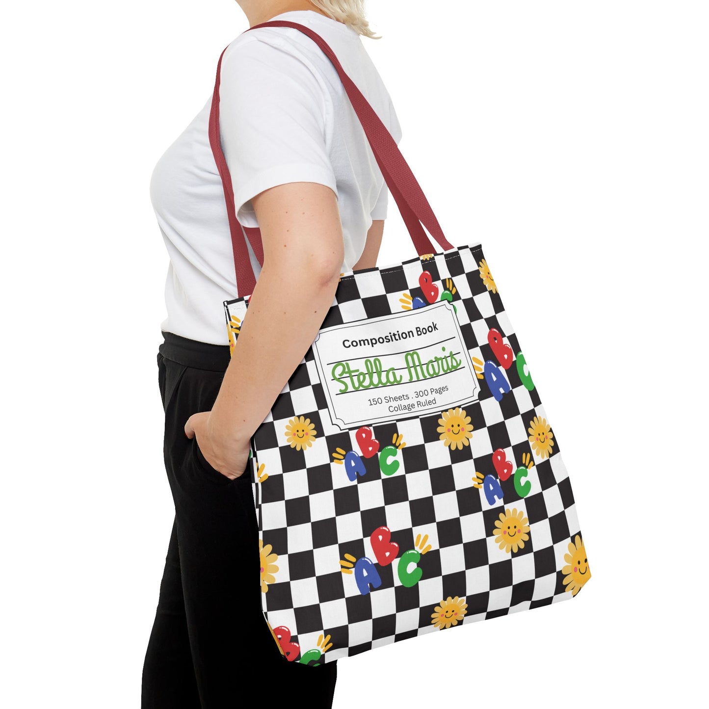 Personalized Schoolyard Chic Composition Book Inspired Tote Bag, Back to School Tote, Teacher Gift, Kids Bag, Custom Name Bag, Educational Accessories, Back to School Tote Bag.