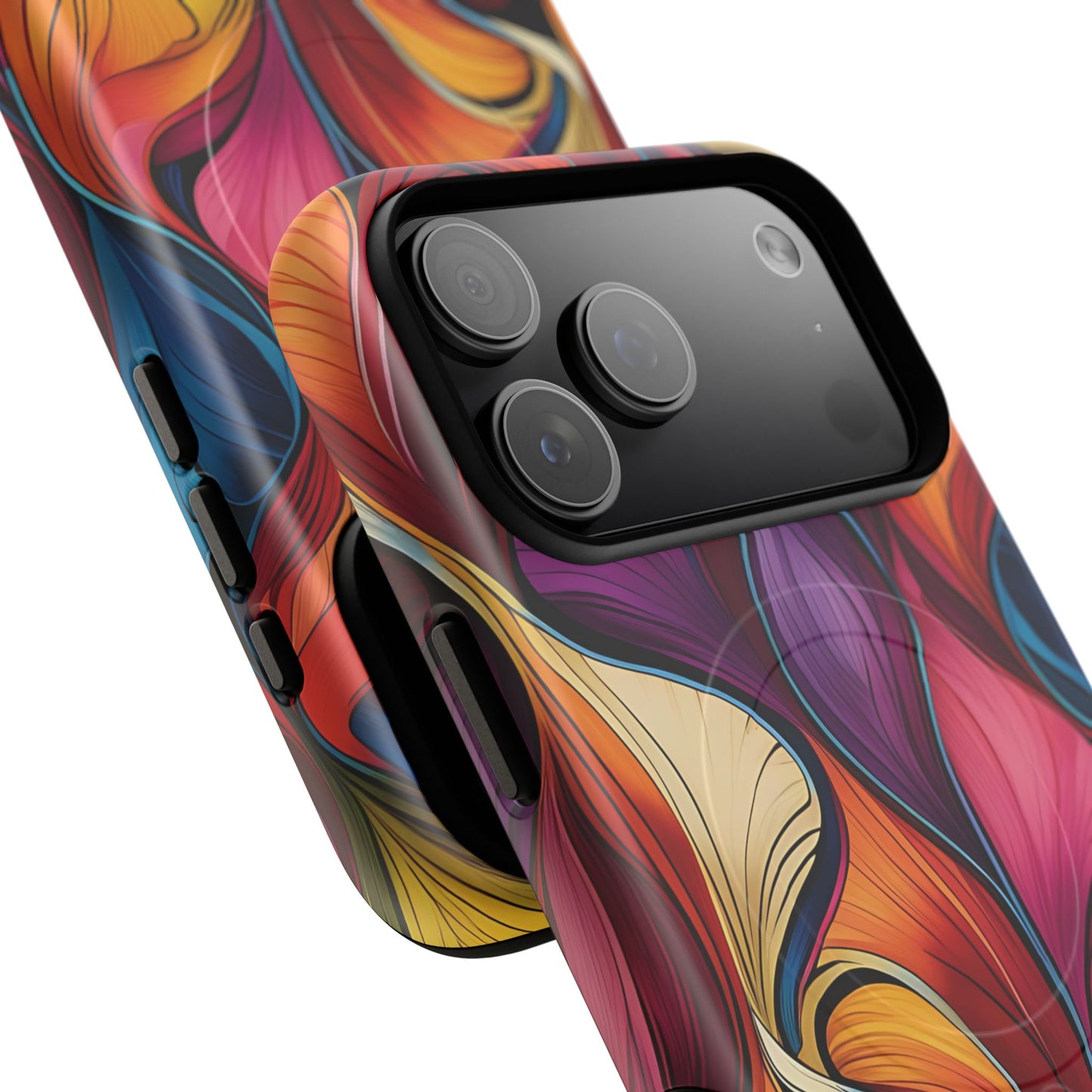 Vibrant Leaf Wave Tough Magnetic Phone Case, Vibrant Smartphone Cover, Unique Protective Case for Gifts, Phone Accessories, Trendy Design