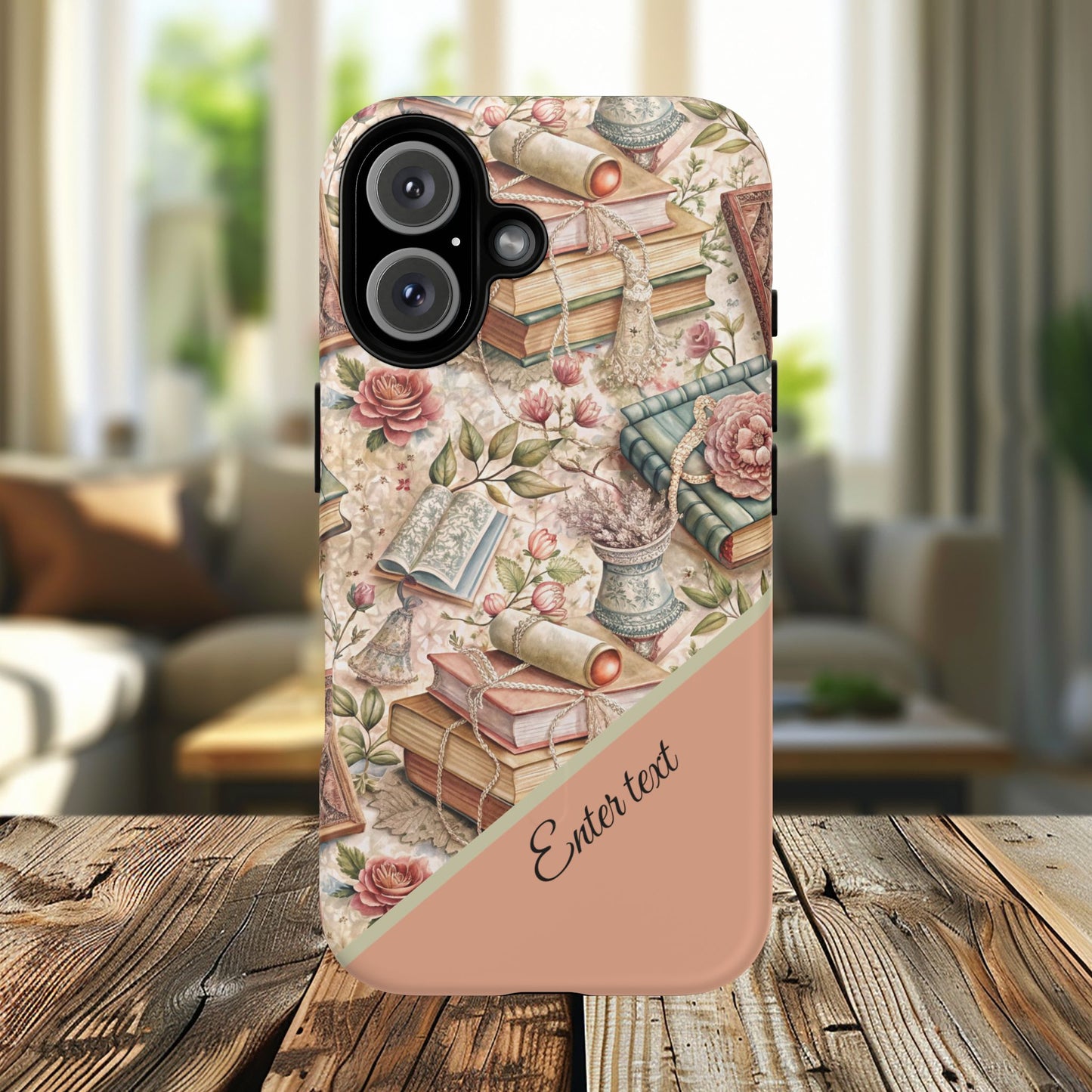 Persoonalized Vintage Book Lover's Tough Magnetic iPhone Case, Literary Gifts, Floral Design, Bookish Aesthetic, Unique Gift for Readers, Protective Case