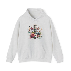 Faith and Floral Cross Unisex Gildan Hoodie Sweatshirt