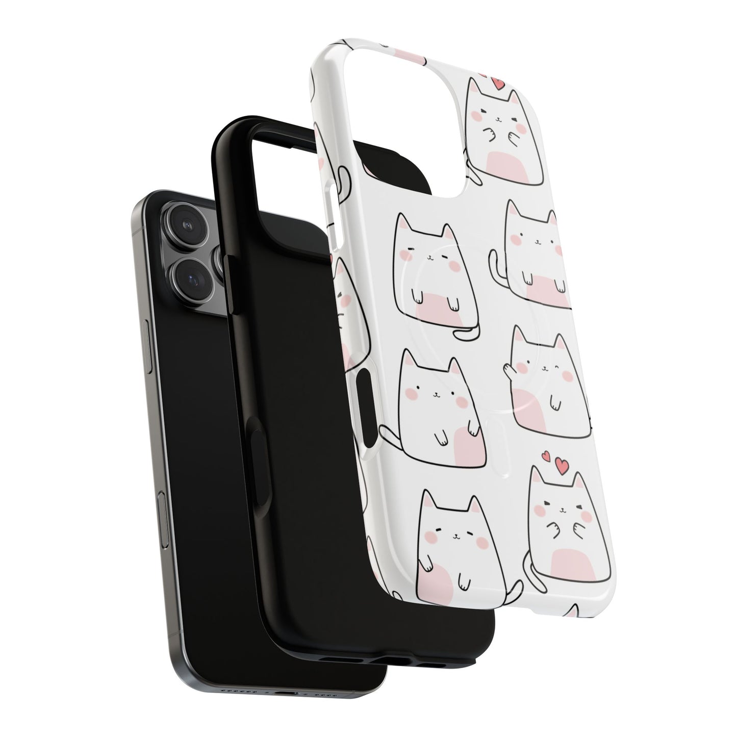 Cute Kawaii Cat Tough Magnetic iPhone Case, Cute Cat Lover Gift, Kawaii iPhone Cover, Tough iPhone Case, Unique Pet Themed Accessory,