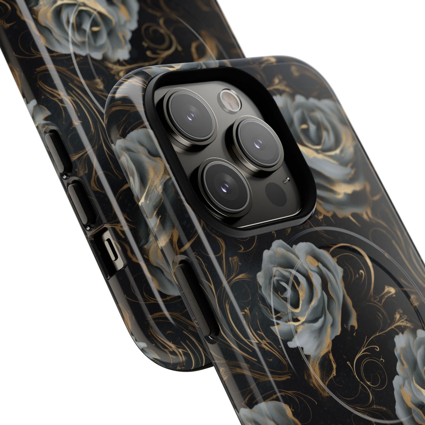 Midnight Bloom Tough iPhone Magnetic Cases,  iPhone 14, iPhone 15, iPhone 16, Pro, Pro Max, Plus MagSafe Case, Protective Tech Accessories, Gift for Her, Floral Design