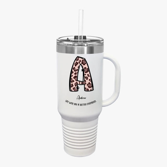 Personalized Animal Print Initial Tumbler