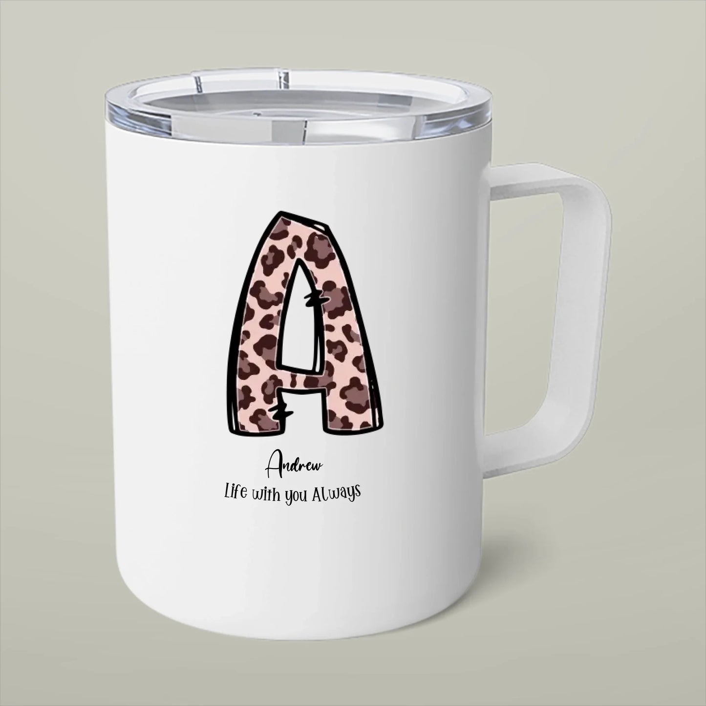 Personalized Animal Print Initial Tumbler
