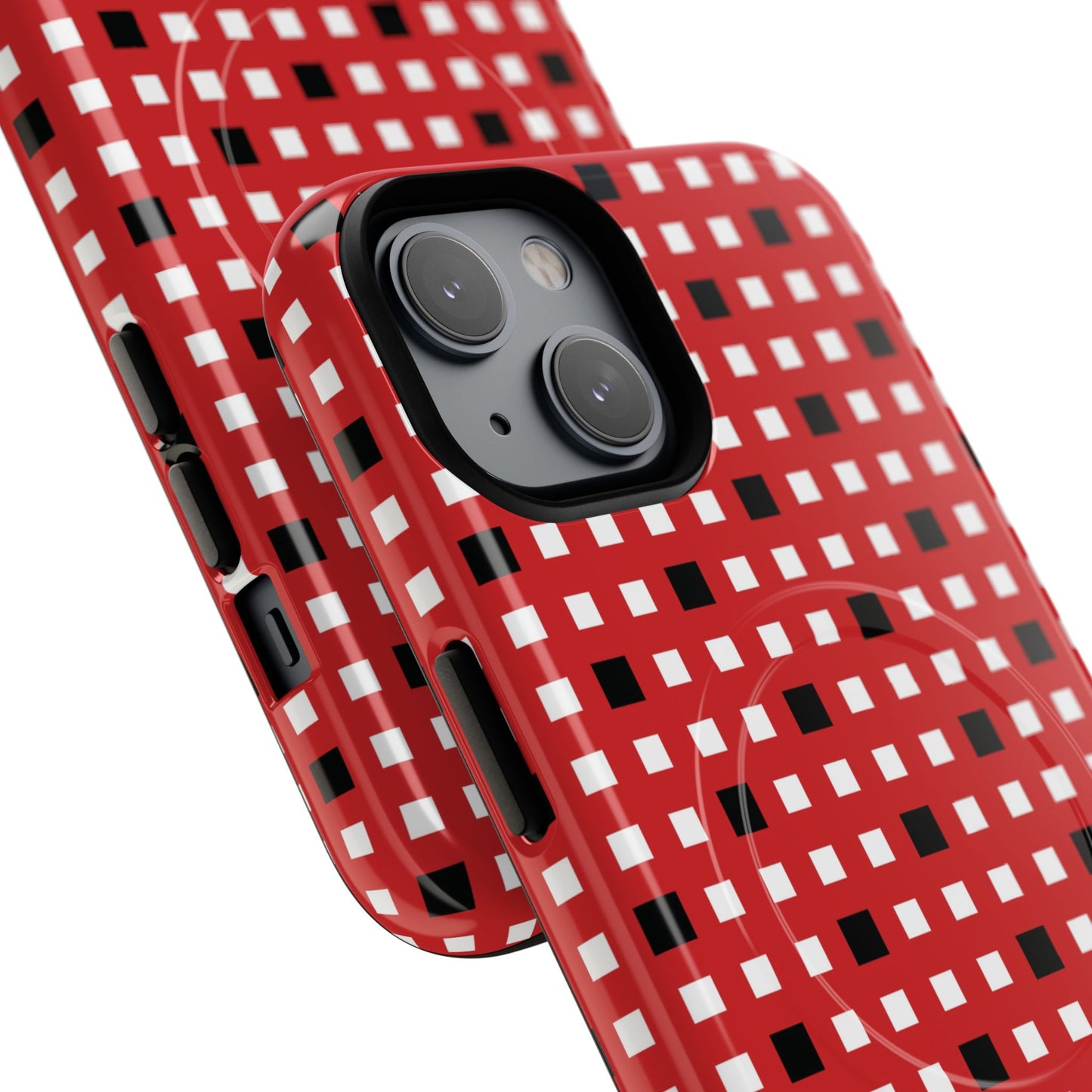 Crimson Gridlock Tough iPhone Magnetic Cases, Durable iPhone Accessories, Gift for Tech Lovers, Modern Design
