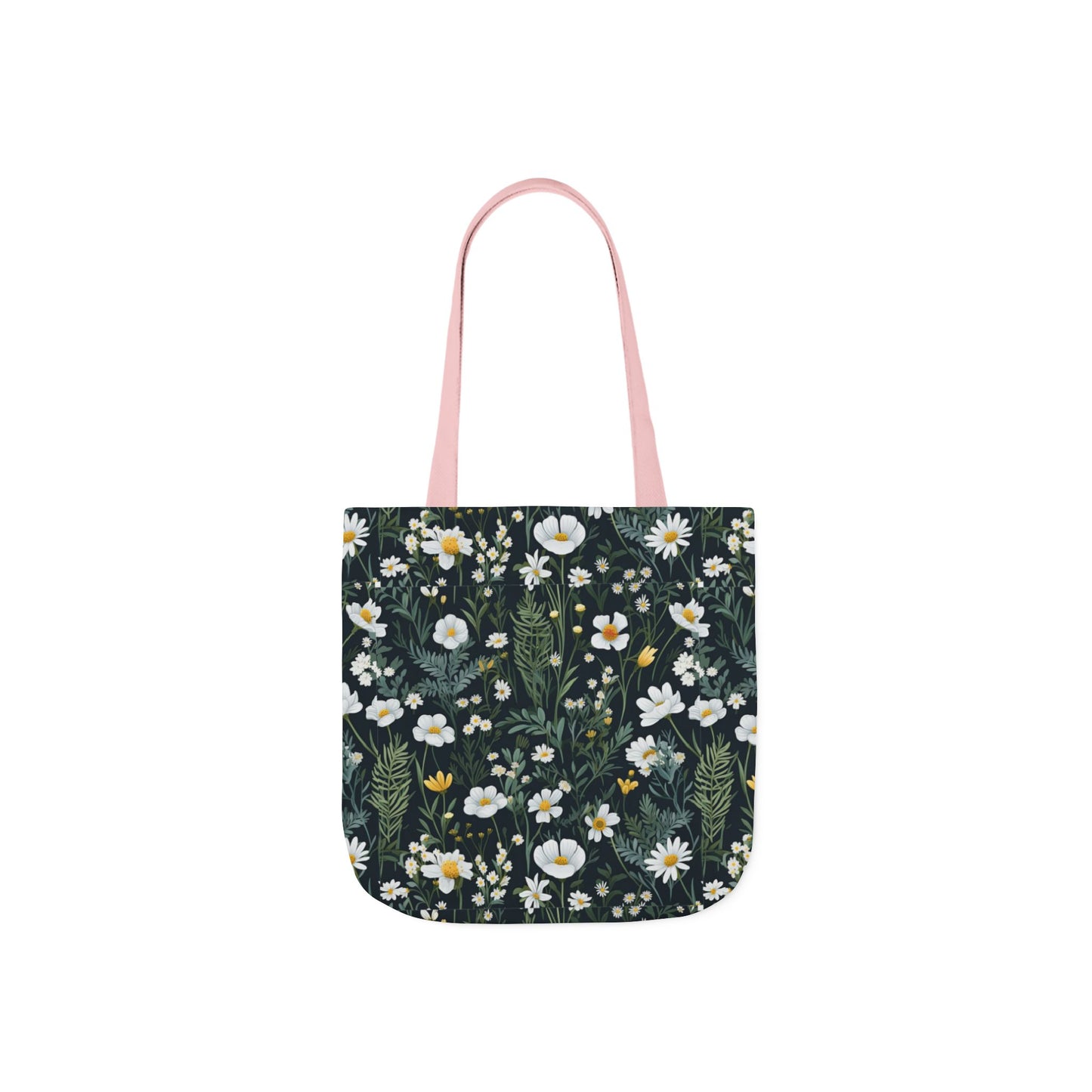 Daisy Delight Floral Canvas Tote Bag with 5-Color Straps | Eco-Friendly Shopping Bag