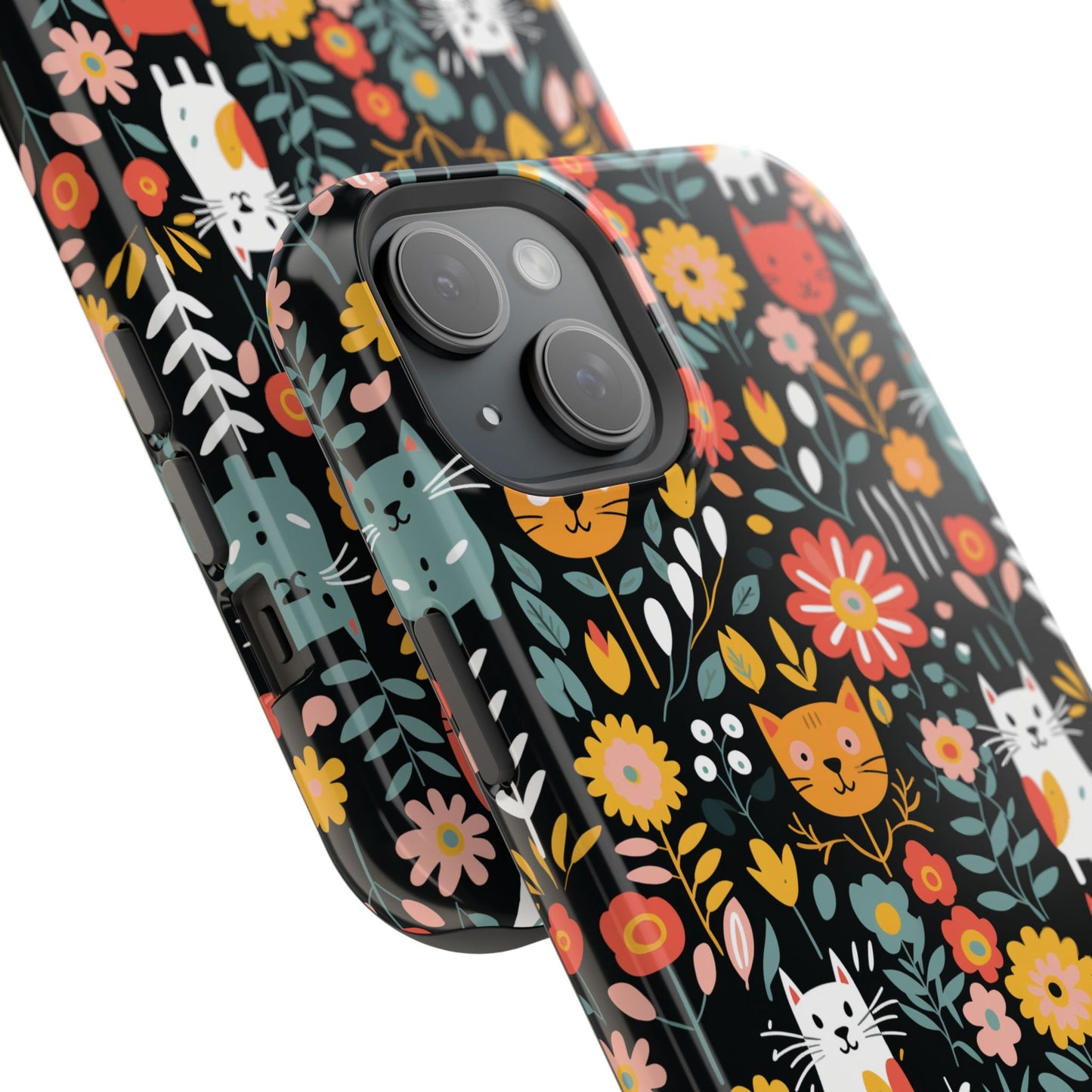 Whimsical Feline Garden Magnetic Tough iPhone Cases