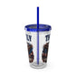 Patriotic Eagle 16oz Tumbler with Straw — "Happy 4th of July" USA Design