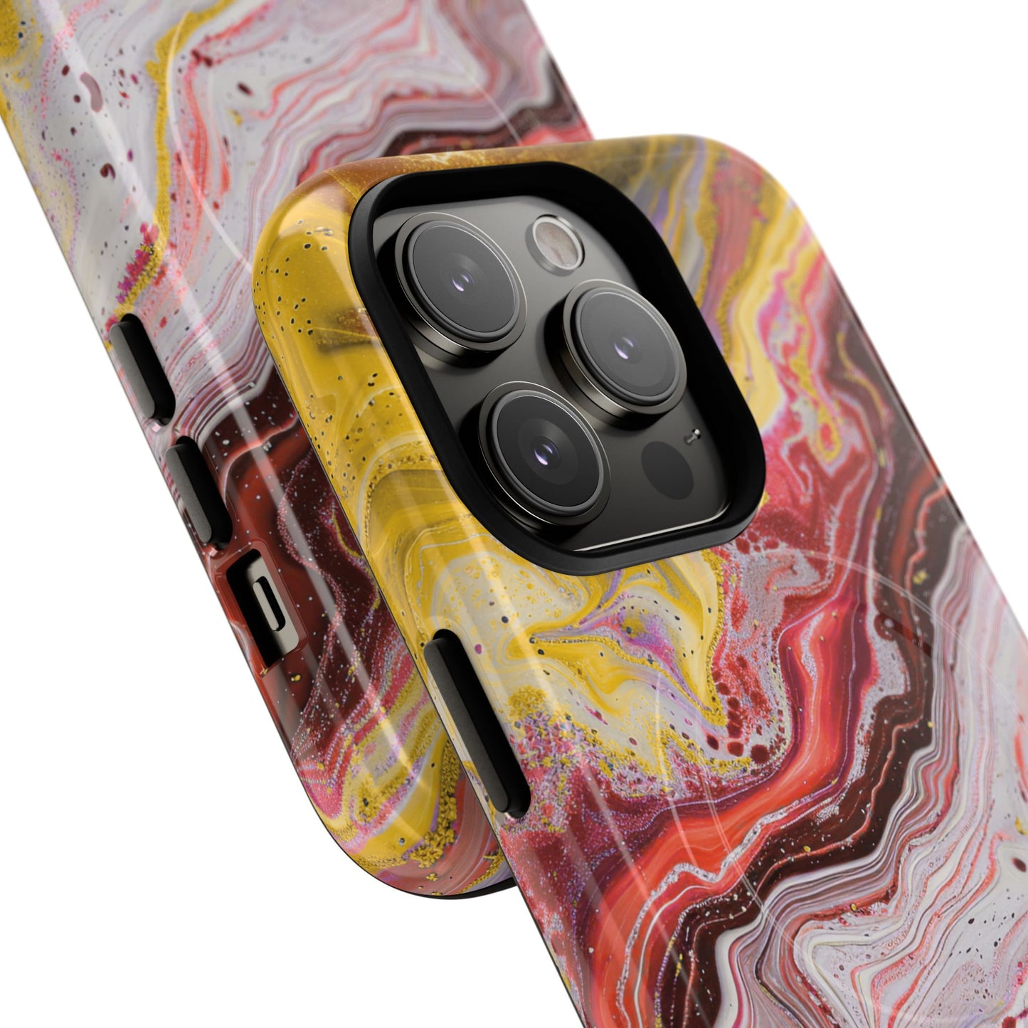 Colorful Red Marble iPhone Case, Tough Magnetic Cases, Stylish iPhone Protection, Unique Gift for iPhone Lovers, iPhone Accessories