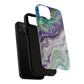 Stylish Purple Acrylic Tough Magnetic iPhone Cases, Unique Protective Cases for iPhone, Colorful Marble Design, Great Gift for iPhone Lovers