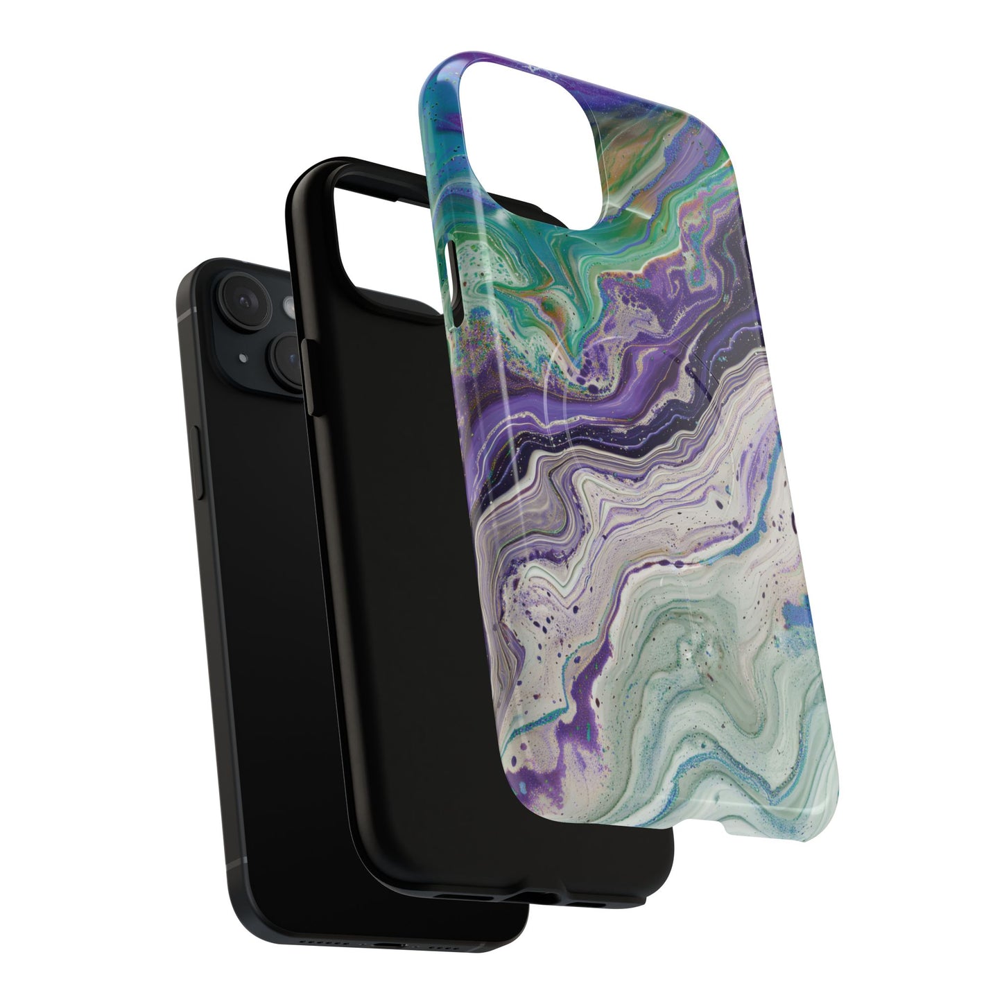 Stylish Purple Acrylic Tough Magnetic iPhone Cases, Unique Protective Cases for iPhone, Colorful Marble Design, Great Gift for iPhone Lovers