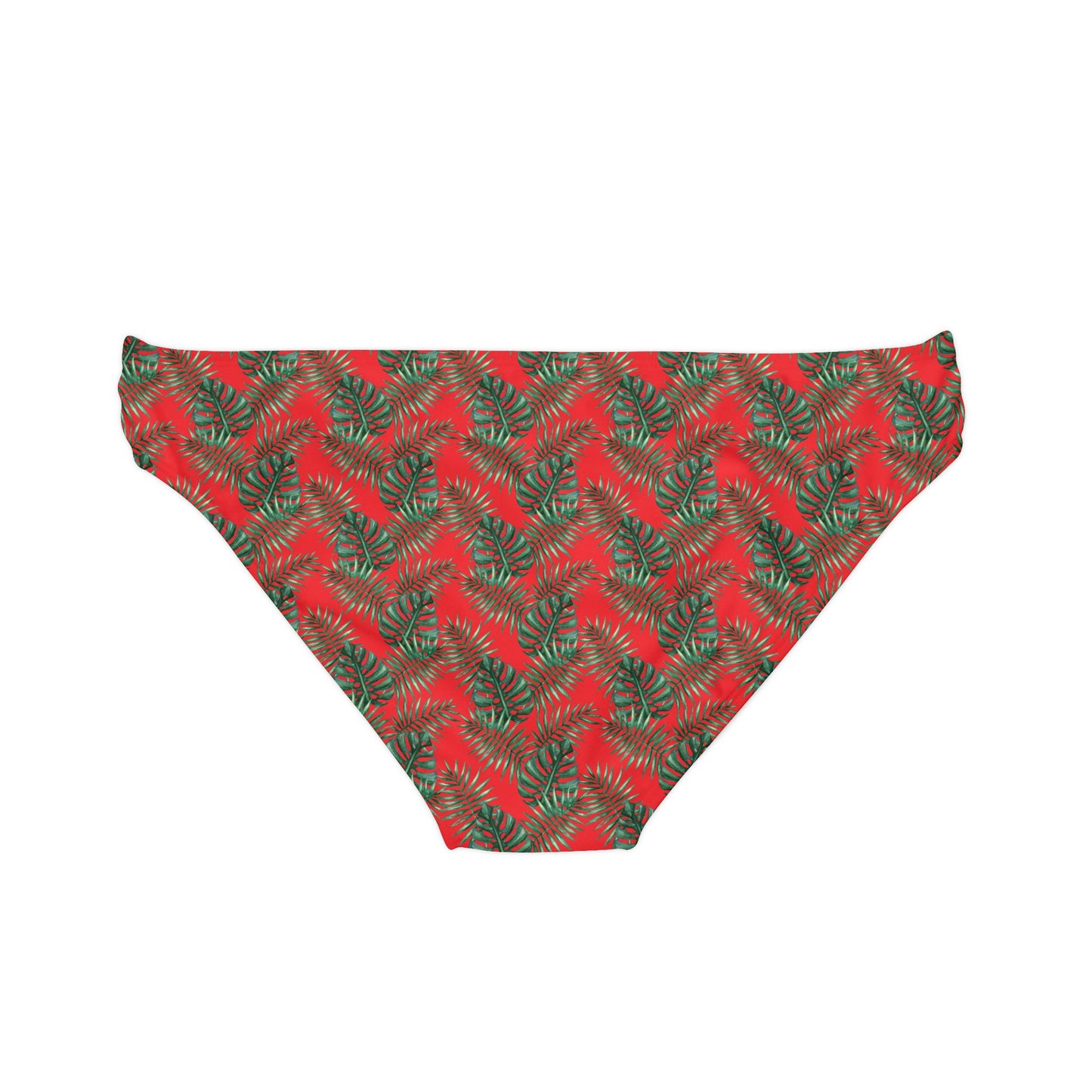 Red Tropical Bliss Loop Tie Side Bikini Bottom (AOP)